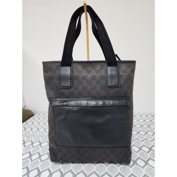 Authentic Gucci GG Canvas Tote Bag Black & Grey - Picture 1 of 15